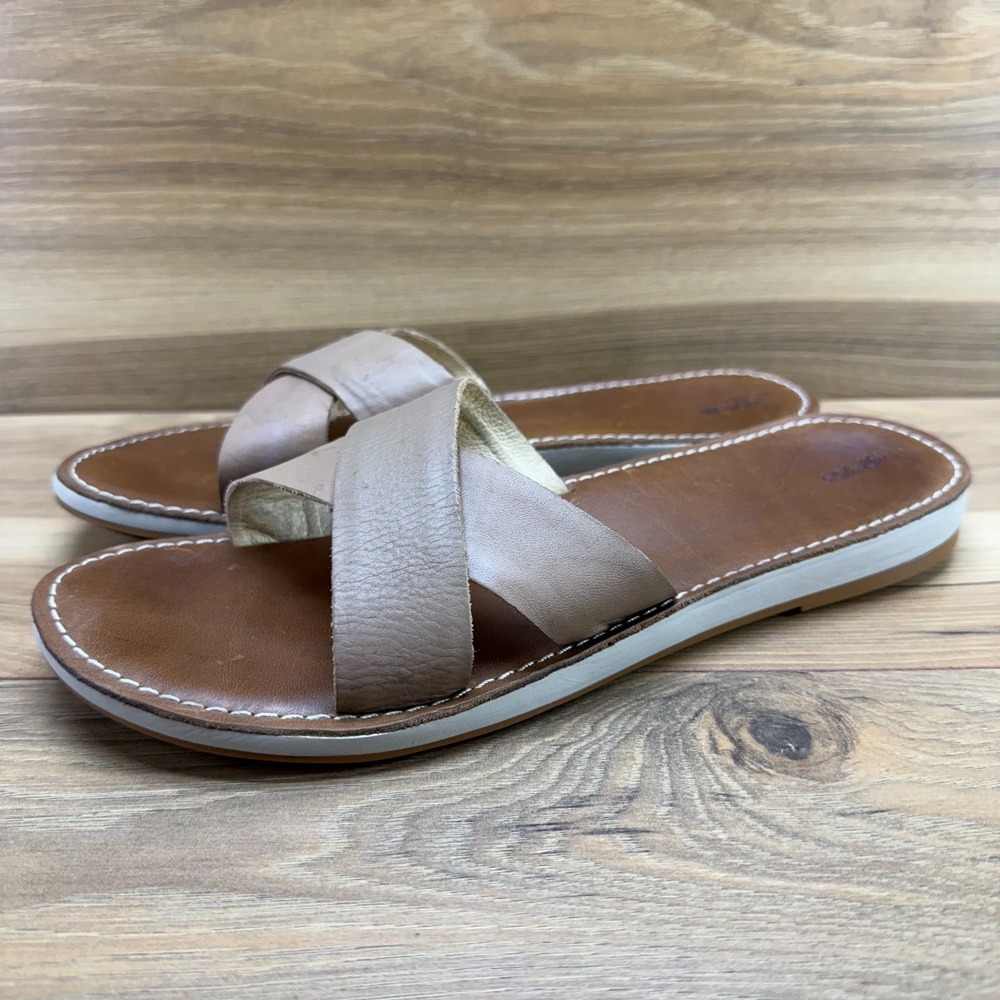 Olukai Sandals Ke'a Sandals Womens 10 Tan Leather Slide Vacation Resort Summer - Picture 3 of 11